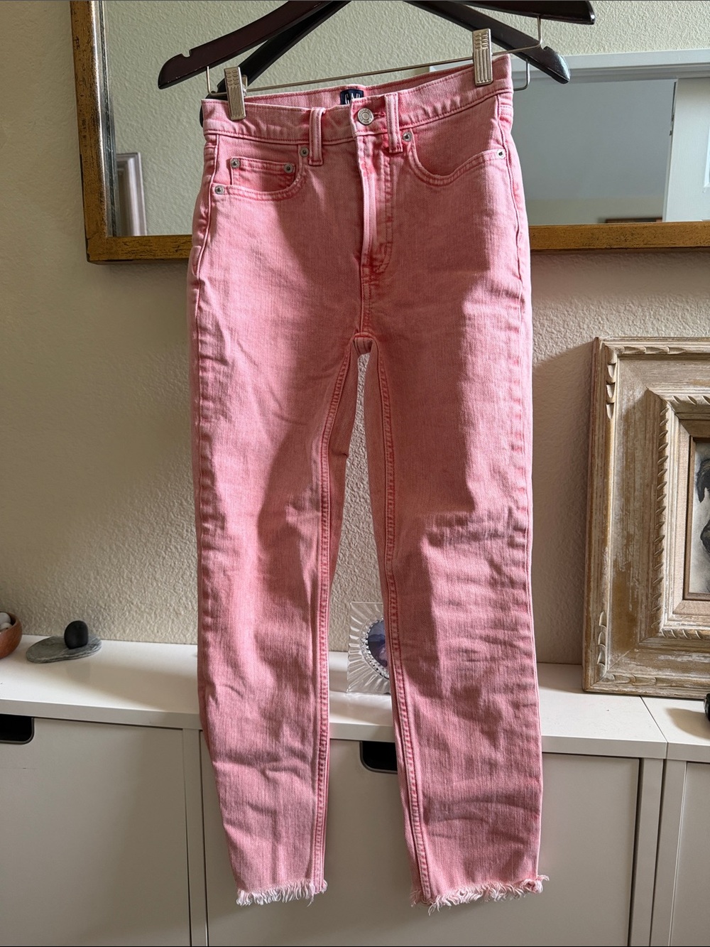 GAP Pink Straight-Leg High-Rise Jeans